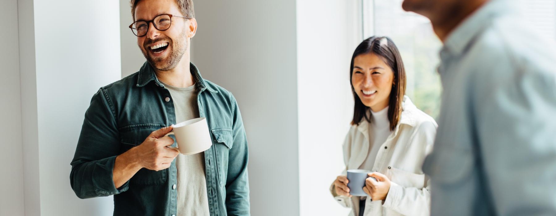 a man and a woman talking